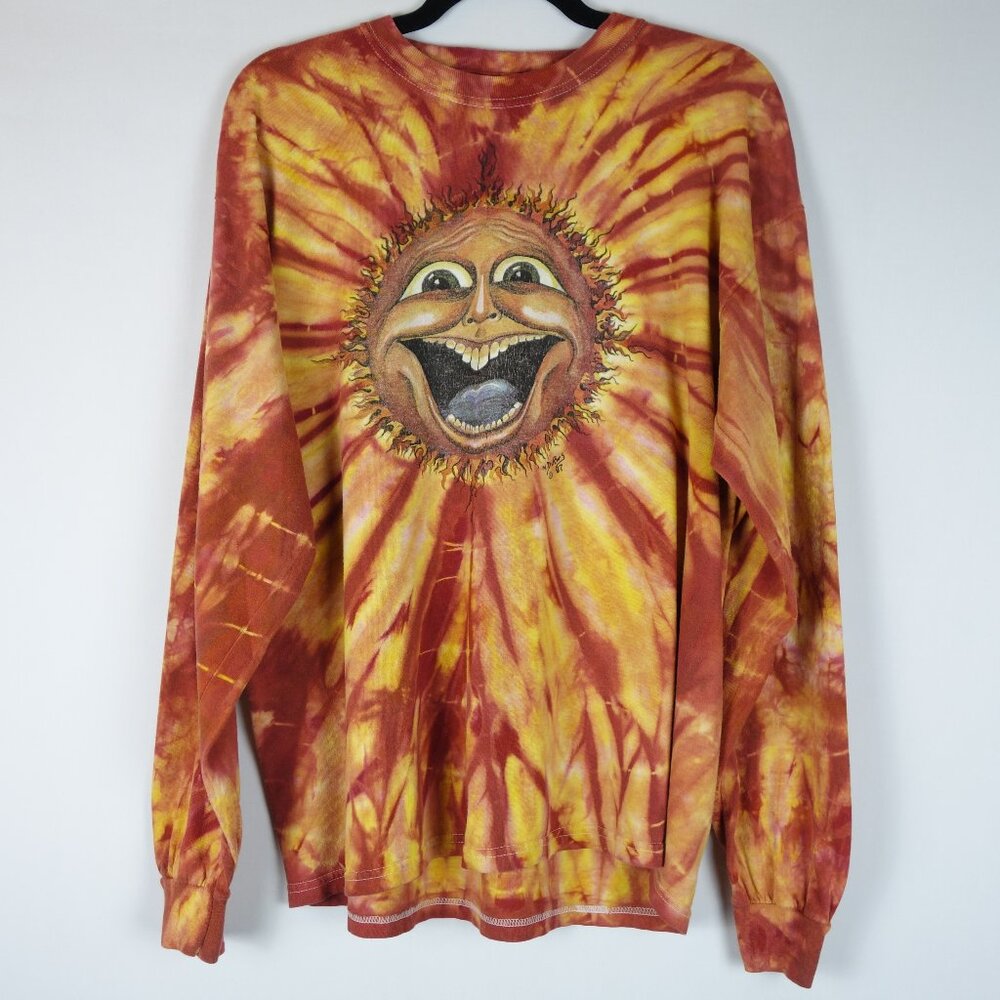 Vintage Grateful Dead Psychedelic Sun Face By Mike DuBios Tie Dye Shirt, Sz L